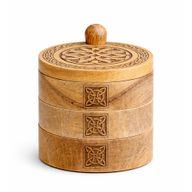 Boîte tournante à trois étages gravée dans le style celte
