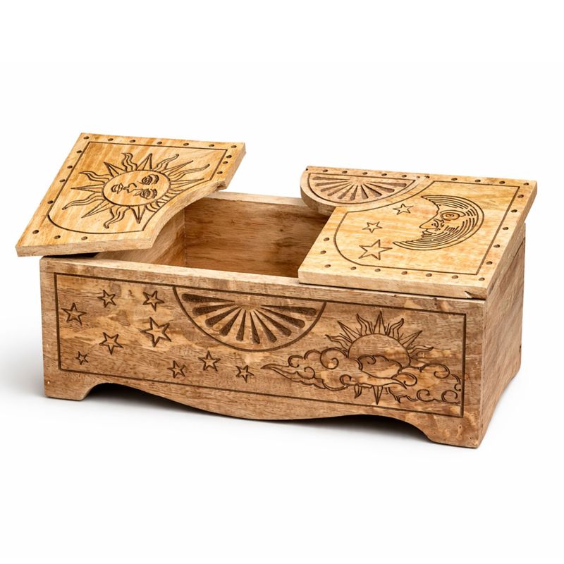 Boîte coulissante gravée du Soleil et de la Lune