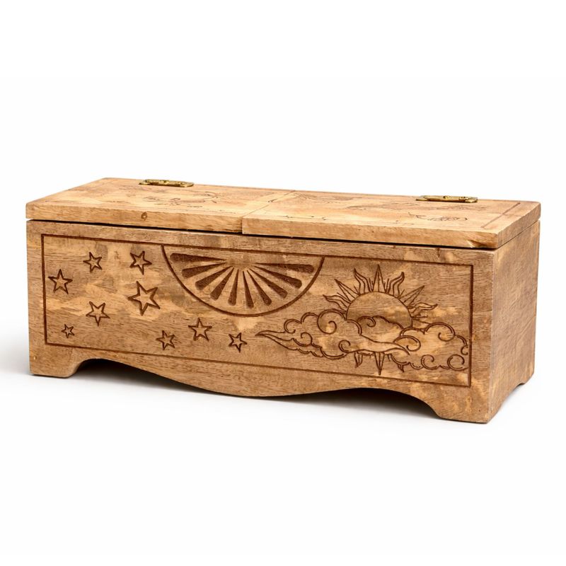 Boîte coulissante gravée du Soleil et de la Lune