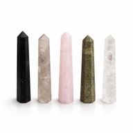 Pointes obélisques à six faces en pierre gemme, environ 11 cm - quartz rose