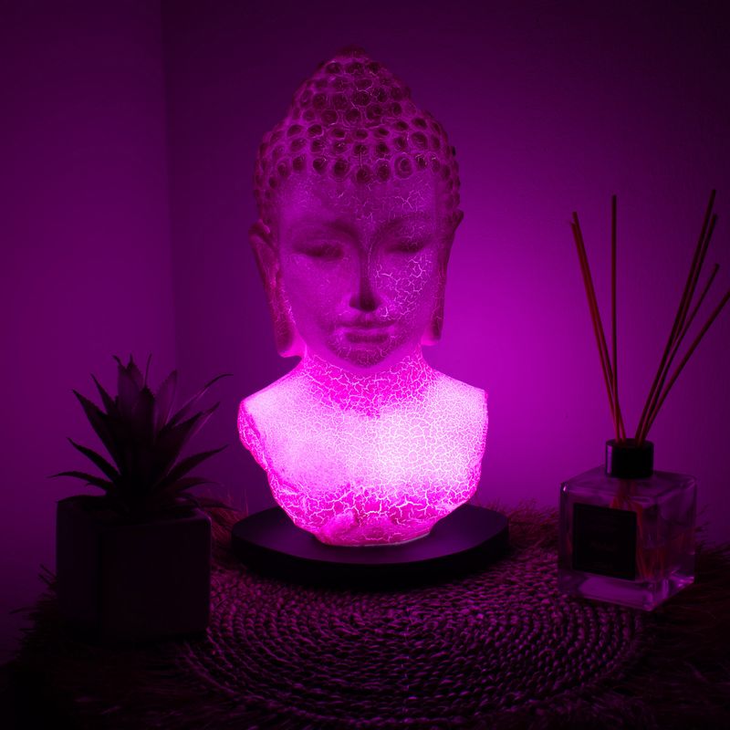 Lampe-buste de Bouddha - craquelé cerise - socle ovale