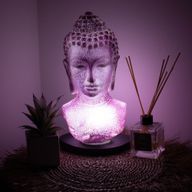 Lampe-buste de Bouddha Craquelé lavande - socle ovale