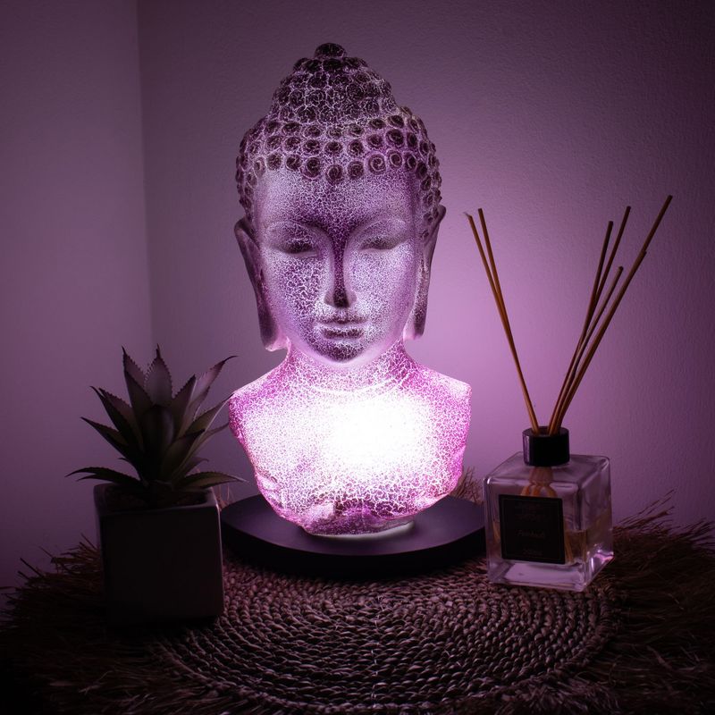 Lampe-buste de Bouddha Craquelé lavande - socle ovale