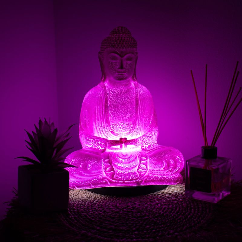 Lampe Bouddha Méditation Cerise Craquelée - Support Ovale