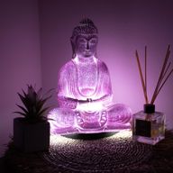 Lampe Bouddha Méditation Lavande Craquelé - Support Ovale