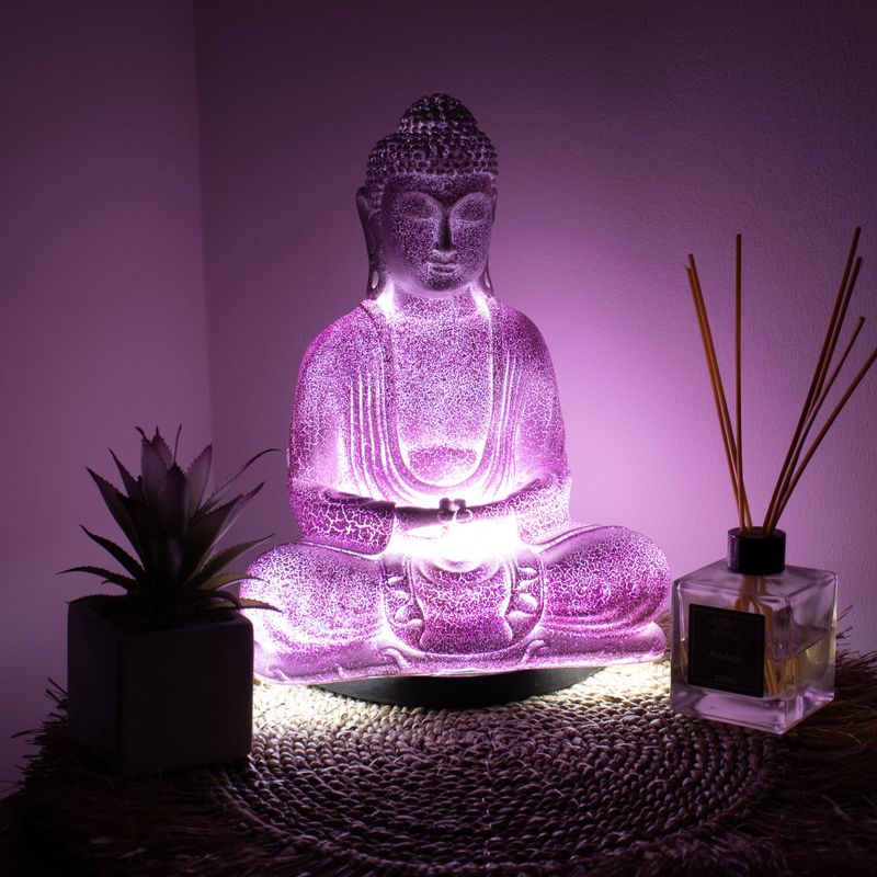Lampe Bouddha Méditation Lavande Craquelé - Support Ovale