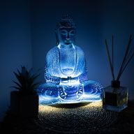 Méditation Bouddha Lampe Bleu Ciel - Support Ovale