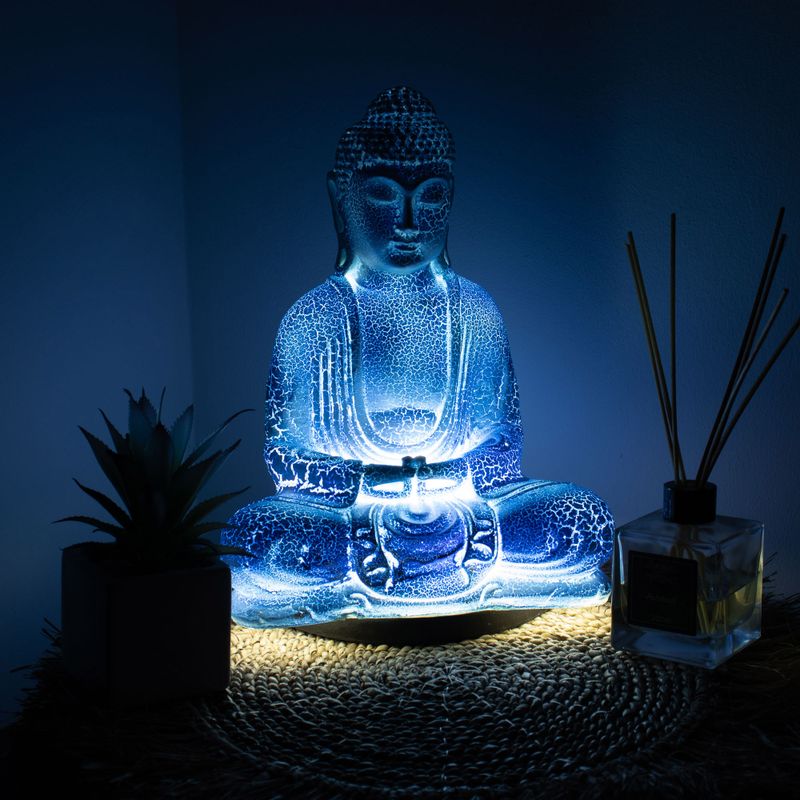 Méditation Bouddha Lampe Bleu Ciel - Support Ovale