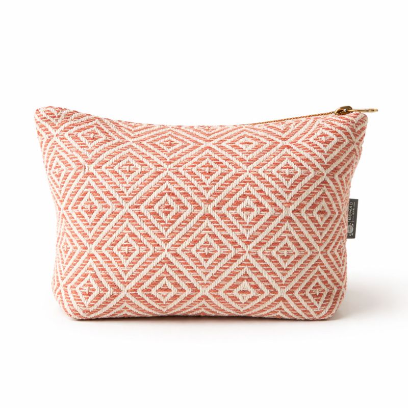 Trousse de toilette en jacquard indien Nomad Sari - Labyrinthe corail