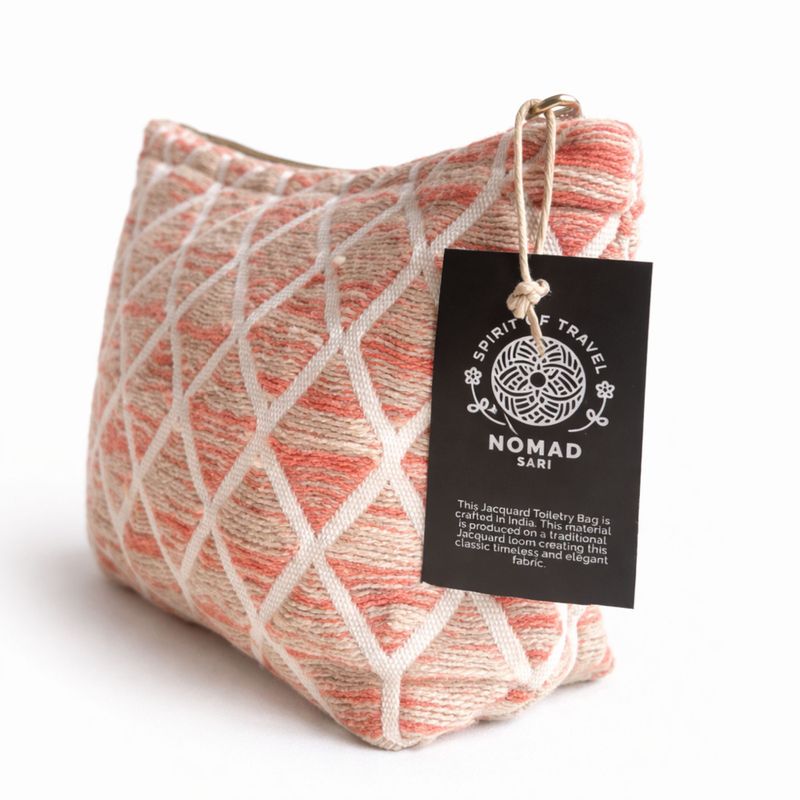 Nomad Sari Indien Jacquard Trousse de toilette - Rose Treillis