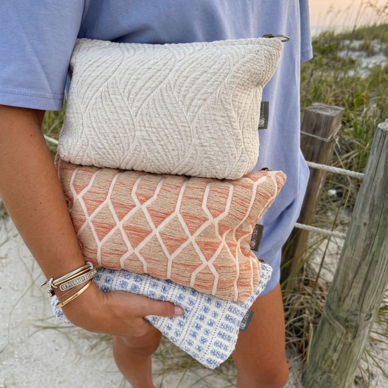 Trousse de toilette en jacquard indien Nomad Sari - Labyrinthe corail
