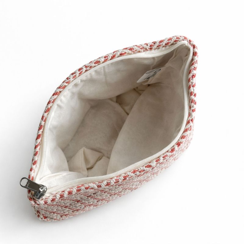 Trousse de toilette en jacquard indien Nomad Sari - Labyrinthe corail