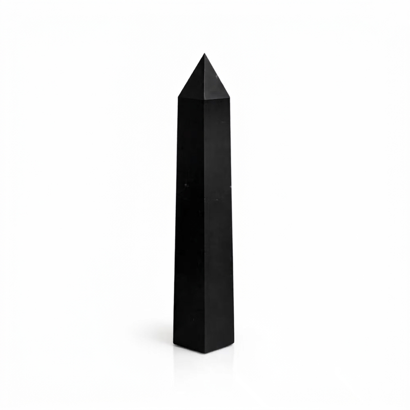 Grande Pointe Obélisque Hexagonale en Tourmaline Noire Naturelle - env. 17 cm