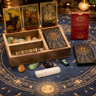 Boîte de tarot à trois compartiments avec porte-cartes