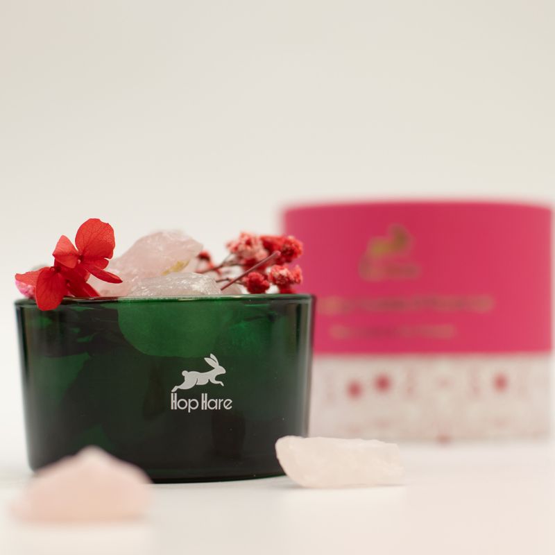Cristaux Diffuseurs Hop Hare® & Ensemble Floral – Les Amoureux – Quartz Rose