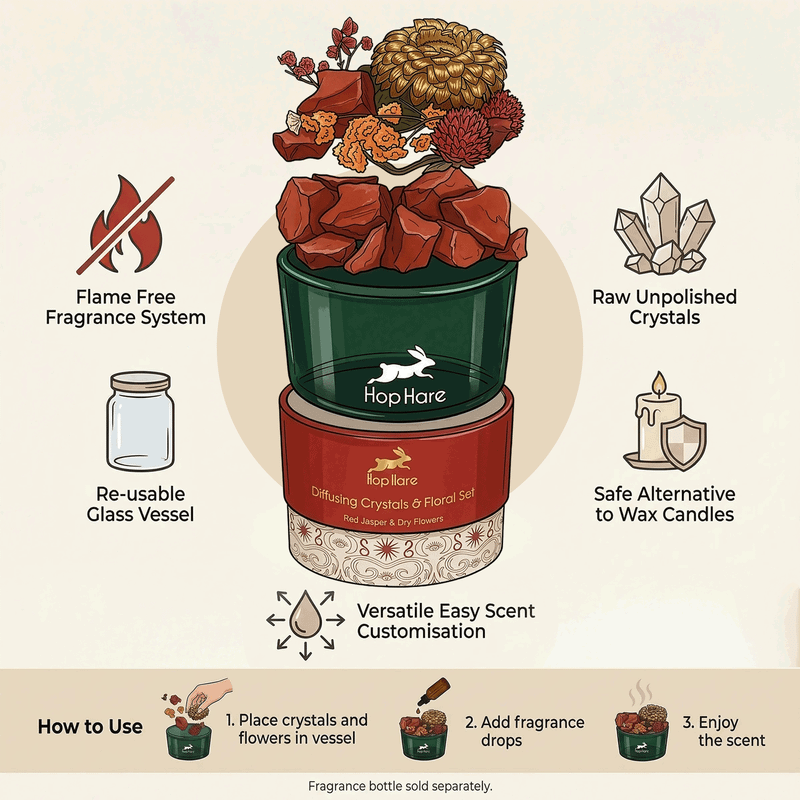 Cristaux Diffuseurs Hop Hare® & Ensemble Floral – Le Soleil – Sodalite