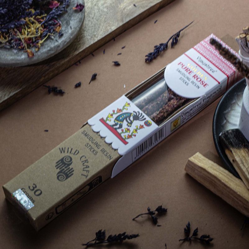 30g Bâtons de Résine de Rose Pure Dorée pour Purification (6 pièces)