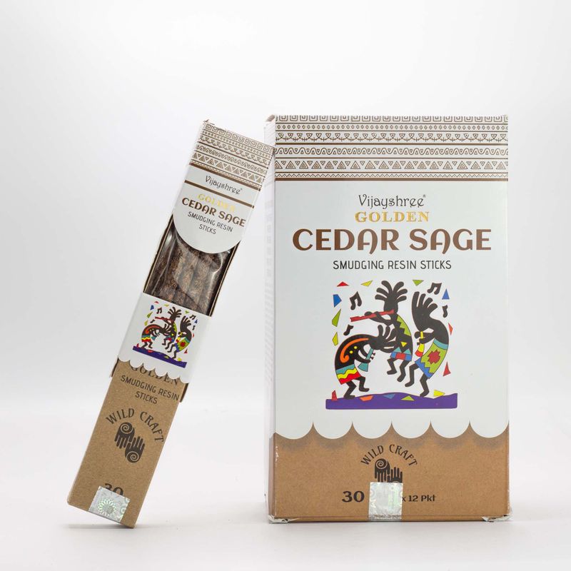 30g Bâtons de Résine de Cèdre Sauge Doré pour Purification (6 pièces)