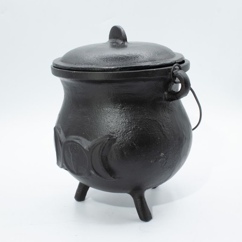 Grand Chaudron Rituel en Fonte Triple Lune – 23x18 cm - 4 Kilos