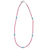 Collier Népalais Pierre Extra-Fine - Corail Rose & Perles Turquoise