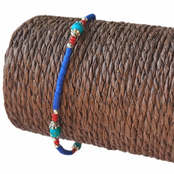 Bracelet Népalais en Pierre Extra-Fine - Onyx Bleu