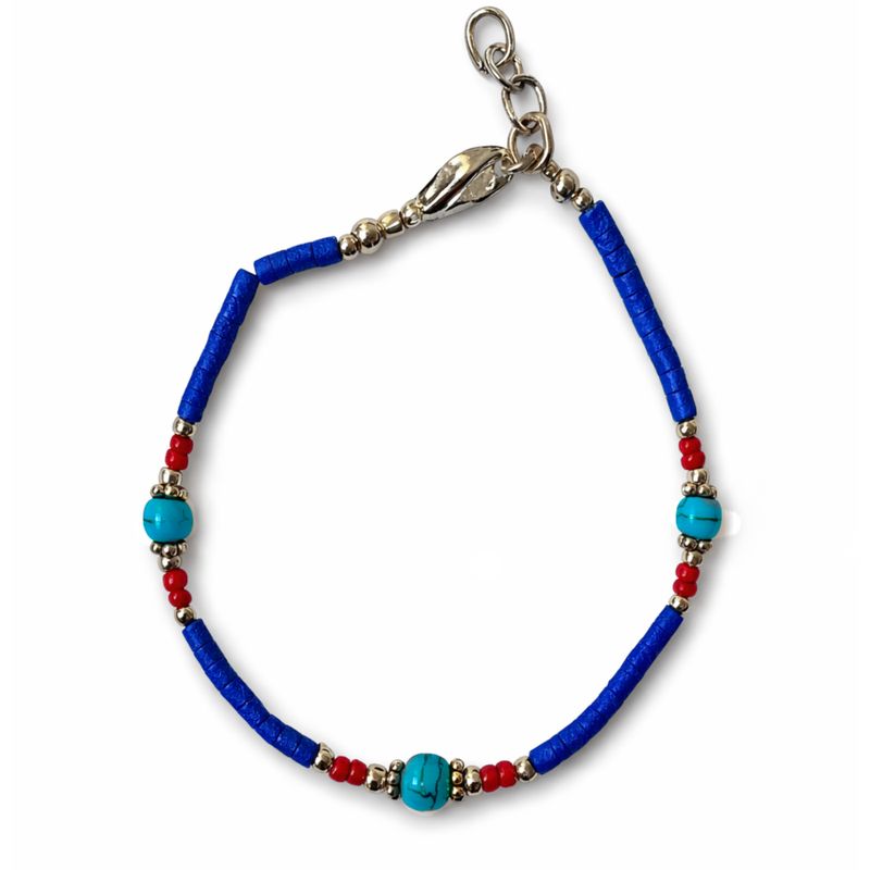 Bracelet Népalais en Pierre Extra-Fine - Onyx Bleu