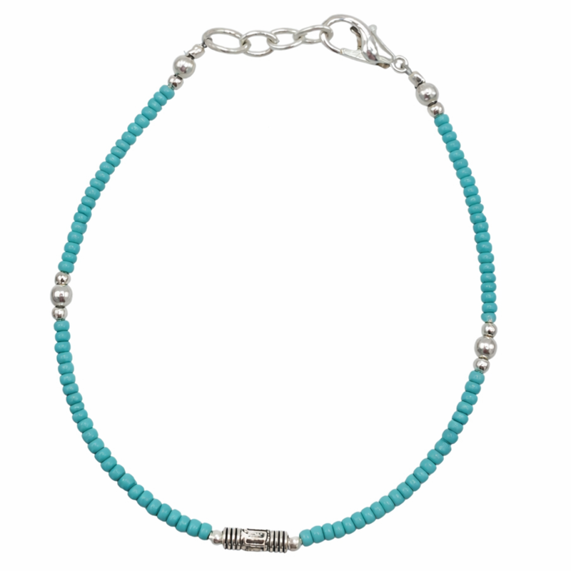 Bracelet Népalais en Pierre Extra-Fine - Turquoise & Goutte