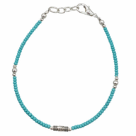 Bracelet Népalais en Pierre Extra-Fine - Turquoise & Goutte