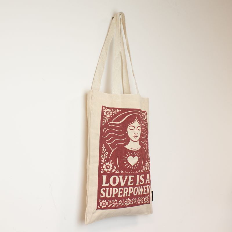 Sac Tote Toni Iconique - L'amour est une superpuissance (42x30cm) - Naturel 10oz