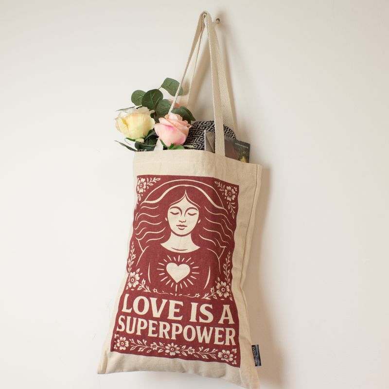 Sac Tote Toni Iconique - L'amour est une superpuissance (42x30cm) - Naturel 10oz