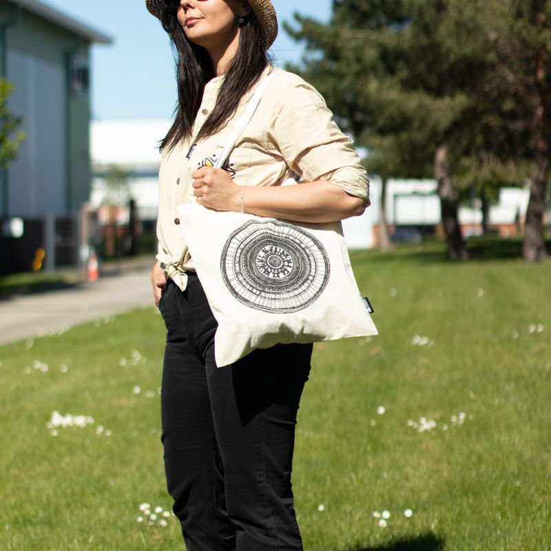 Sac cabas basique emblématique - Urban Mandala - (40x37cm) - Naturel 4 oz