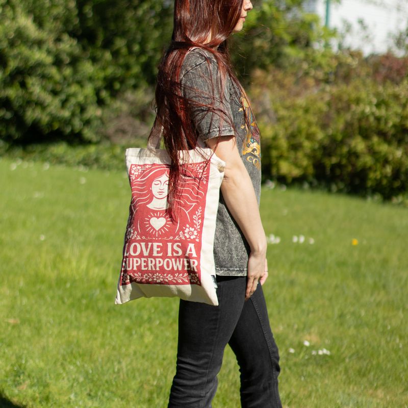 Sac Tote Toni Iconique - L'amour est une superpuissance (42x30cm) - Naturel 10oz