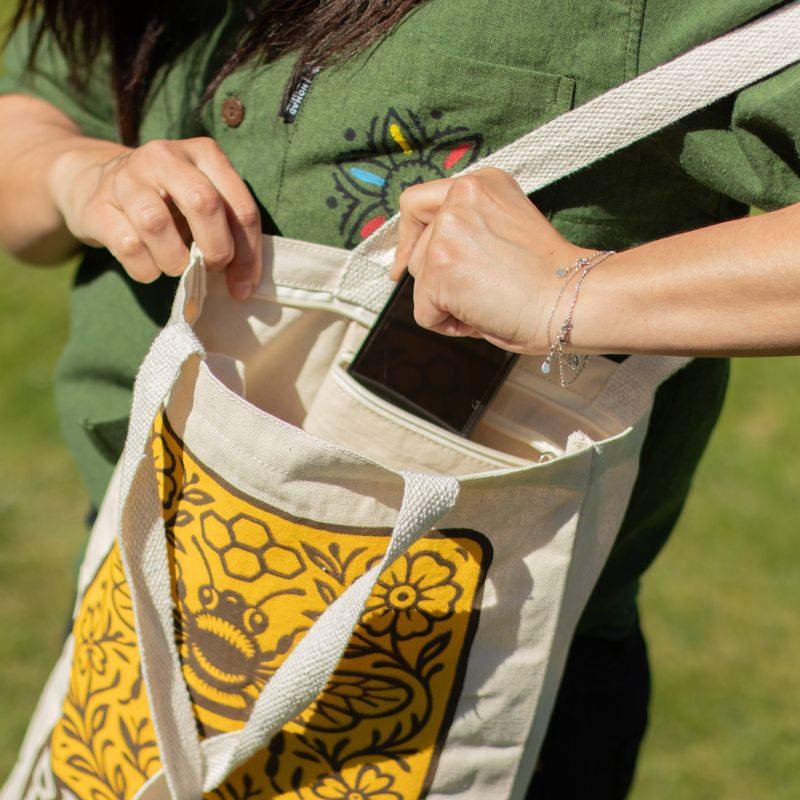 Sac cabas Iconic Toni - Bee Kind (42 × 30 cm) - Naturel 10 oz