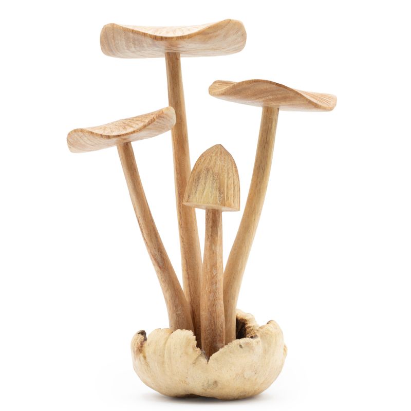 Sculpture en Bois Parasite Composée de 4 Gros Champignons