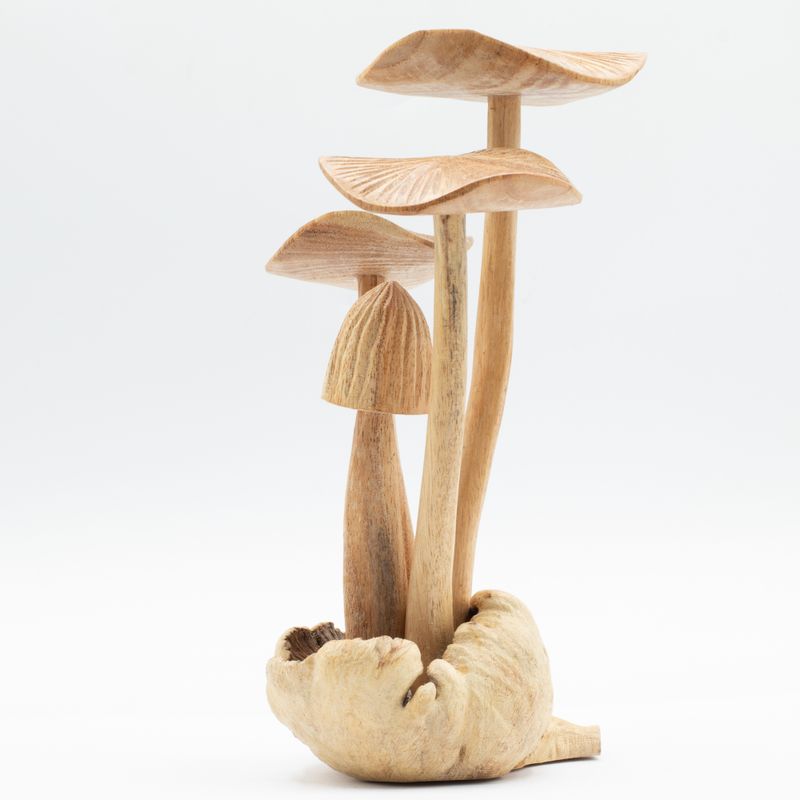 Sculpture en Bois Parasite Composée de 4 Gros Champignons