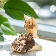 Sculpture Artisanale en Bois Parasite – Hibou Observateur
