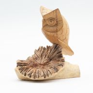 Sculpture Artisanale en Bois Parasite – Hibou Observateur