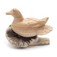 Sculpture Artisanale en Bois Parasite – Canard Sauvage au Repos