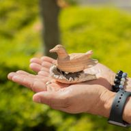 Sculpture Artisanale en Bois Parasite – Canard Sauvage au Repos