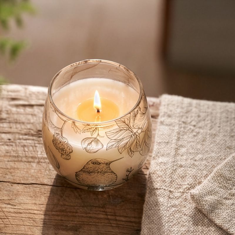 Bougie Illustrée en Verre – Collection Dessinée par la Flamme – Petit Modèle