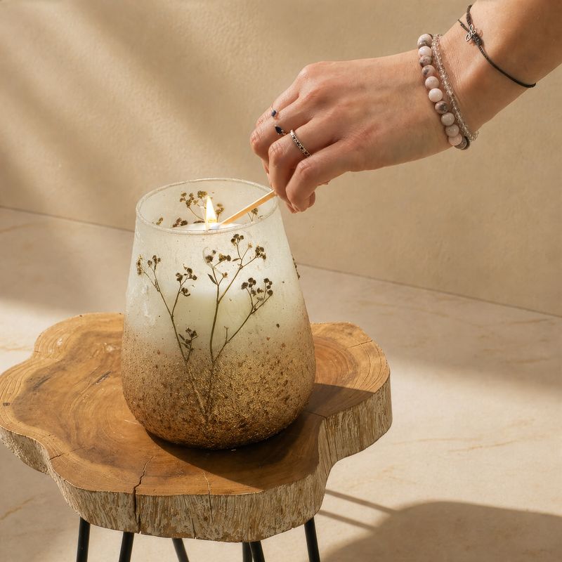 Bougie en Verre Forêt Lumineuse – Grand Modèle