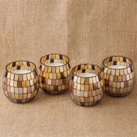 Bougie en Verre Mosaïque Ambre – Petit Modèle