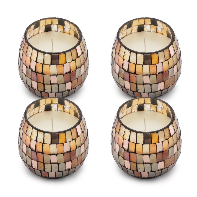 Bougie en Verre Mosaïque Ambre – Petit Modèle