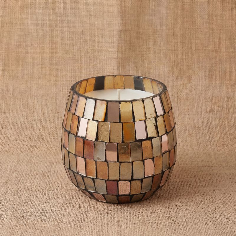 Bougie en Verre Mosaïque Ambre – Petit Modèle