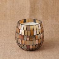 Bougie en Verre Mosaïque Ambre – Petit Modèle