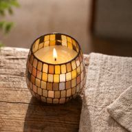 Bougie en Verre Mosaïque Ambre – Petit Modèle