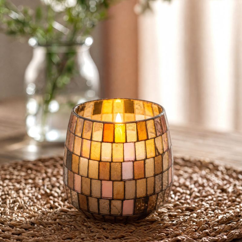 Ambre mosaïque - Bougies en bocal en verre - Moyen
