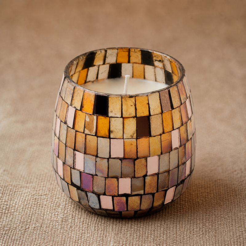 Ambre mosaïque - Bougies en bocal en verre - Moyen