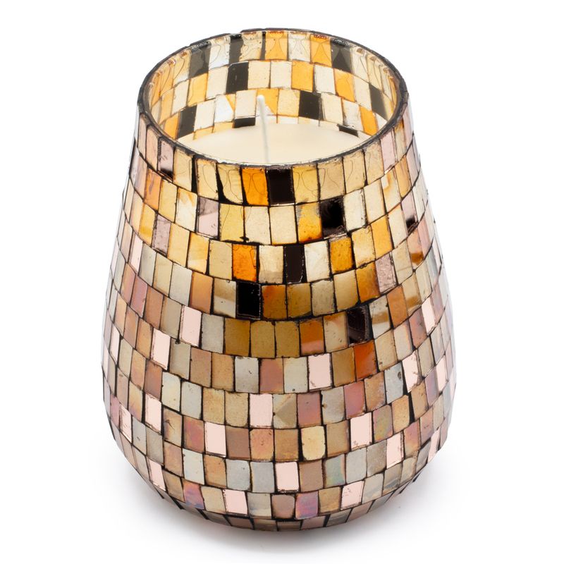 Bougie en Verre Mosaïque Ambre – Grand Modèle