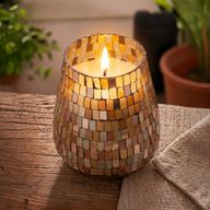 Bougie en Verre Mosaïque Ambre – Grand Modèle